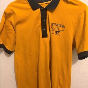 True Religion Mustard Polo Shirt with Black Accents